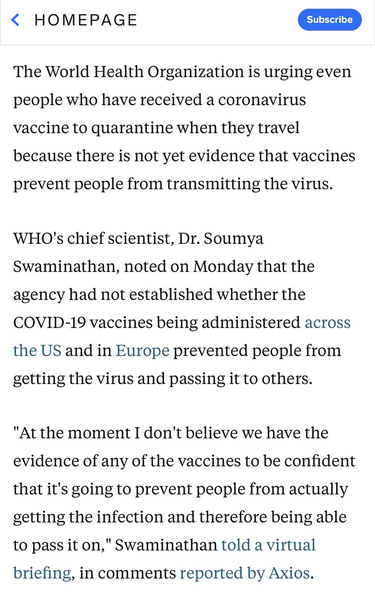 drsimonegold's tweet photo. Top W.H.O. scientist admits what ALFDS has already reported:
C19 “vaccines” are not proven to prevent transmission…so taking an experimental biological agent will *NOT* allow you to “get back to normal”

Wait…isn’t that the purpose of a vaccine?

The disinformation continues. https://t.co/8nEkyAufVH