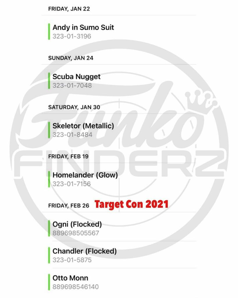 funkofinderz's tweet photo. Hereโs a list with DPCI/UPC for some upcoming Target Exclusives, including initial reveals for Target Con 2021 in February.
.
.
.
#targetcon2021 #targetcon #funko #funkopop #friends #thesimpsons #theoffice #rayaandthelastdragon #adicons #mcdonalds #masteโฆ https://t.co/dc8vUWM9mz https://t.co/xj4H1diPHG