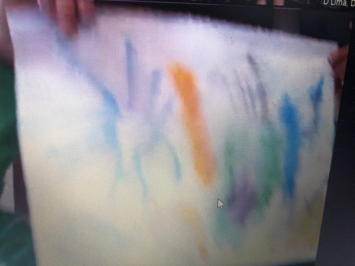 TeacherInTheSix's tweet photo. We did our first virtual art lesson and it was a success! The key was making it simple and using readily available supplies. We used paper towels, markers and water to create tie dye fire works to celebrate the #NewYear2021. Got any more ideas for #virtualartlessons? https://t.co/NIGt0z8ukI