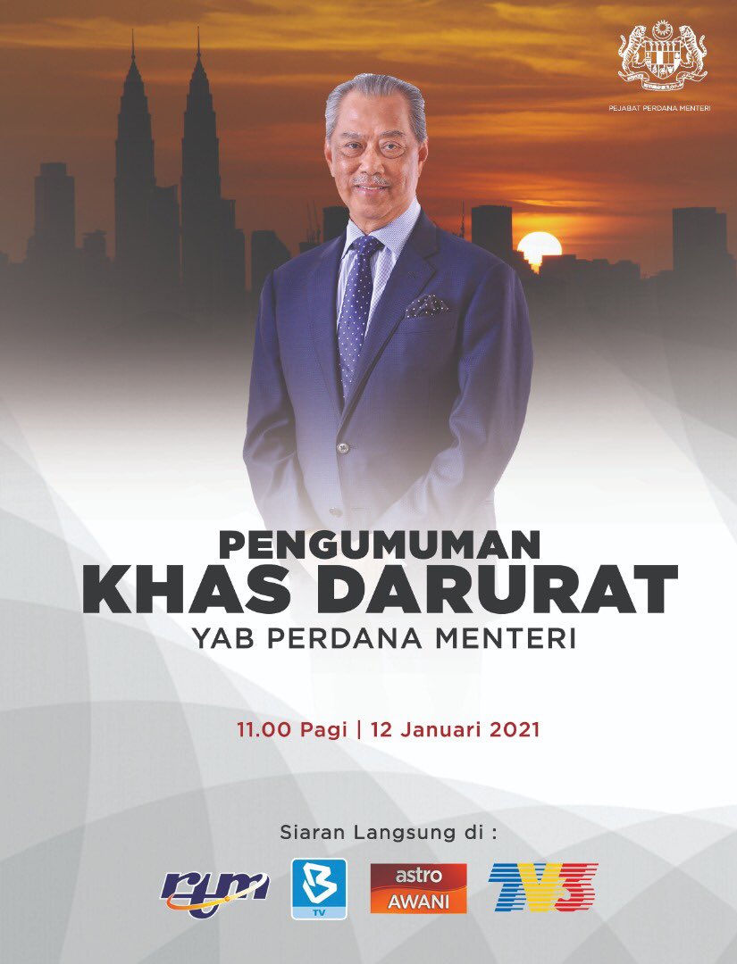 sarimahi's tweet photo. Urgent: Live pengumuman Khas Darurat. Announcement on state of Emergency at 11am. LIVE. #agong #daulattuanku #darurat #pengumumandarurat https://t.co/XtRilrLuuy