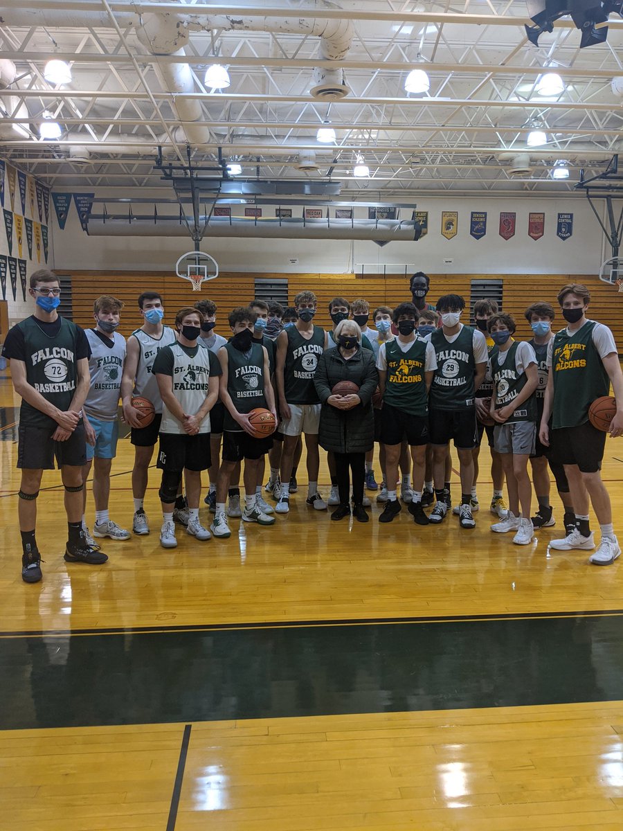 Pretty special when the Falcons #1 fan stops by practice! Big thank you to MaryAnn Bragg for all you do for us and the support, without you we wouldn't have the things we sometimes take for granted. Boys presented her with her own autographed ball tonight!