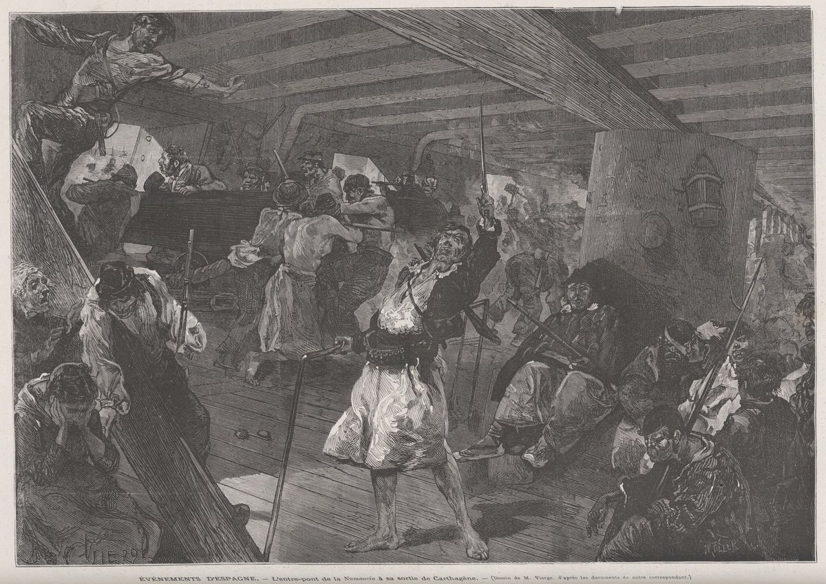 tudmur's tweet photo. "Événements d'Espagne. L'entre-pont de la Numancia à sa sortie de Carthagène"

🖼️ Daniel Vierge
🗞️ Le Monde Illustré
📍 París
⌛31/01/1874
🗃️ @Wikimedia

#RecortesTudmur ✂️ https://t.co/faHthltxVN