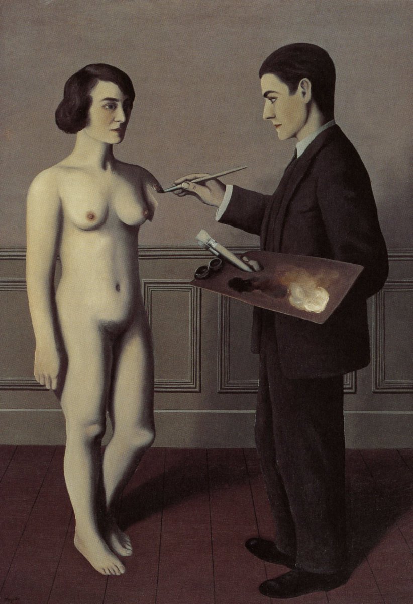 There is only one thing 
he literally doesn't know 
what to do with, 
when, for example, 
he's a man,
and that's a woman.
There's nothing 
he knows less 
what to do with 
than a woman.
Ask yourself:
what is more awkward 
for a man 
than a woman's body?
#JacquesLacan
#RenéMagritte