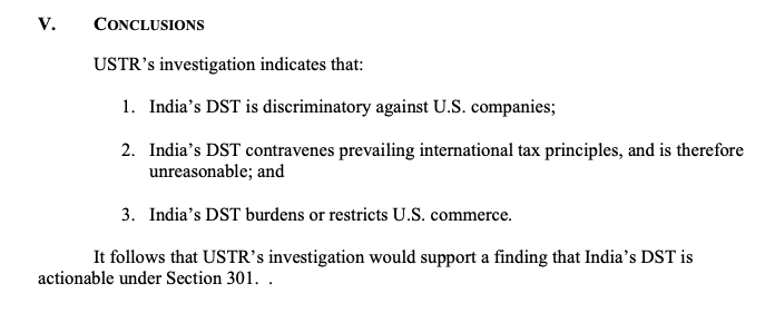 SharanVivan's tweet photo. Latest USTR stance on India's digital tax regime. https://t.co/1tU42gCWF2