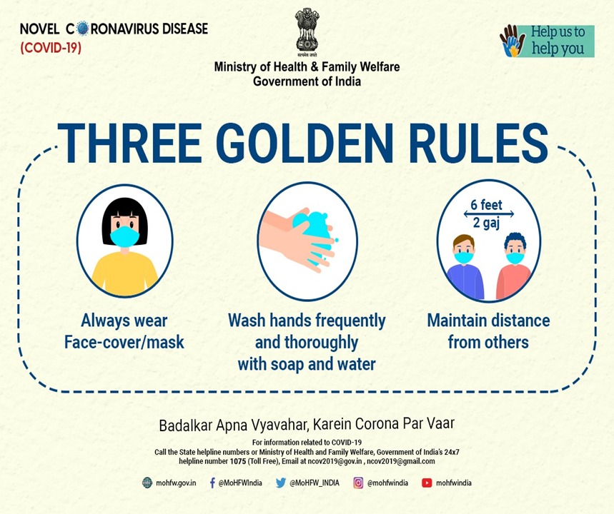 MoHFW_INDIA's tweet photo. #IndiaFightsCorona 

Let’s not forget, COVID-19 is not over yet. Wherever you are, make sure you take necessary precautions to stay safe from COVID-19.

 #DoGajKiDooriMaskHaiZaruri #Unite2FightCorona https://t.co/yTyh9Qw20H