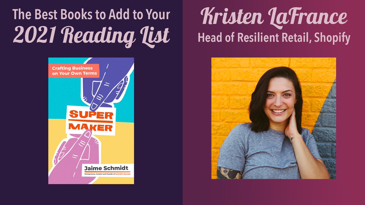 2/ Supermaker: Crafting Business on Your Own Terms By Jaime SchmidtAn open, raw & honest exploration of her personal & professional growth with Schmidt’s Naturals. A combo of powerful, tactical advice & relatable stories that brings so much value to entrepreneurs. @kdlafrance