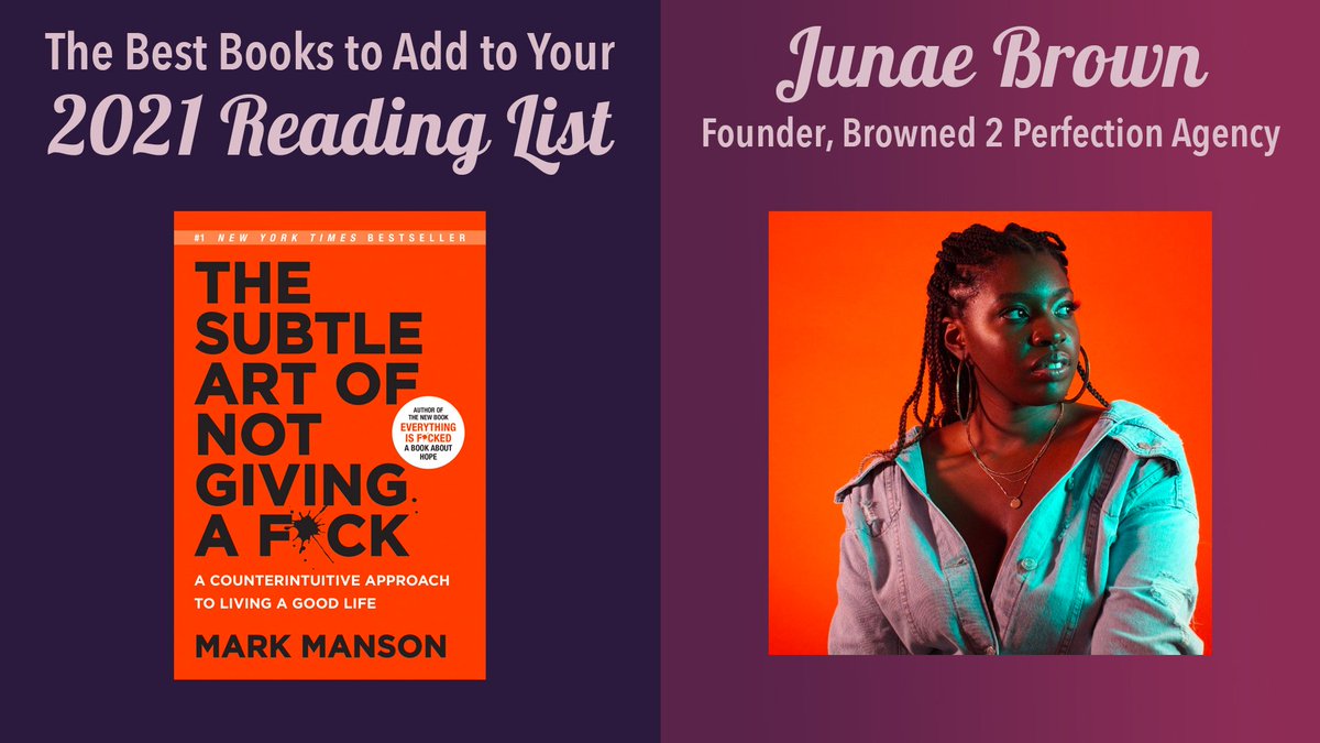 4/ The Subtle Art of Not Giving a F*ck By Mark MansonIt helped me put some things in perspective regarding my relationship with myself, in business, in ambition and with others. And 2020 was the perfect playing field for realizations & using them to my advantage! @JunaeBrown