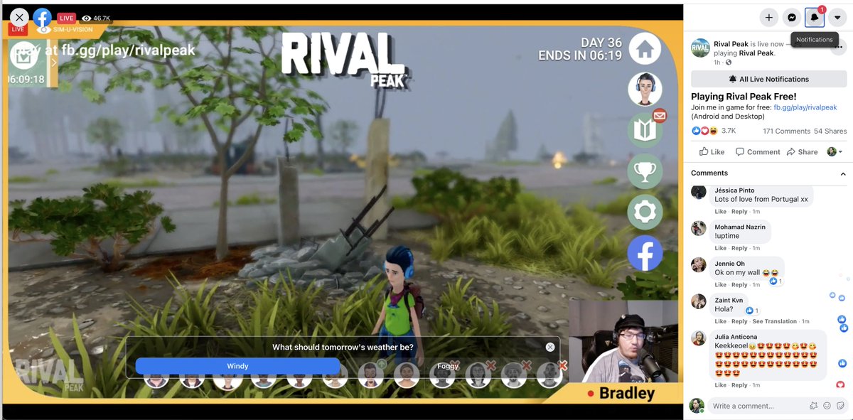JNavok's tweet photo. Are you watching @RivalPeak? 46.7k concurrents our co-stream tonight, a new record. 5.7m views on last week's Rival Speak episode 5, a new record. Growing by leaps and bounds everyday. More at https://t.co/fpgIVXwHMP https://t.co/pHH7pQoA1d