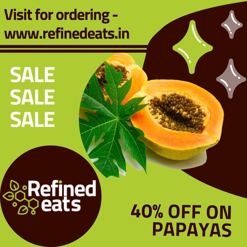 Refinedeats's tweet photo. The possible health benefits of papaya can be life saving and tasty as well! Check out amazing offers on papaya on our official website- https://t.co/4JeS0fAlzb

#papaya #fruitbenefits #refinedeats #refined #groceries #onlinegroceries #fruits #shoponline #products #farm https://t.co/EyCpOWIGtN