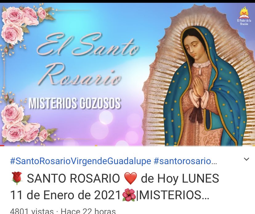 🌹 SANTO ROSARIO ❤️ de Hoy LUNES 11 de Enero de 2021🌺|MISTERIOS GOZOSOS🌷 youtu.be/wEysexbJElA vía <a href="/YouTube/">YouTube</a>