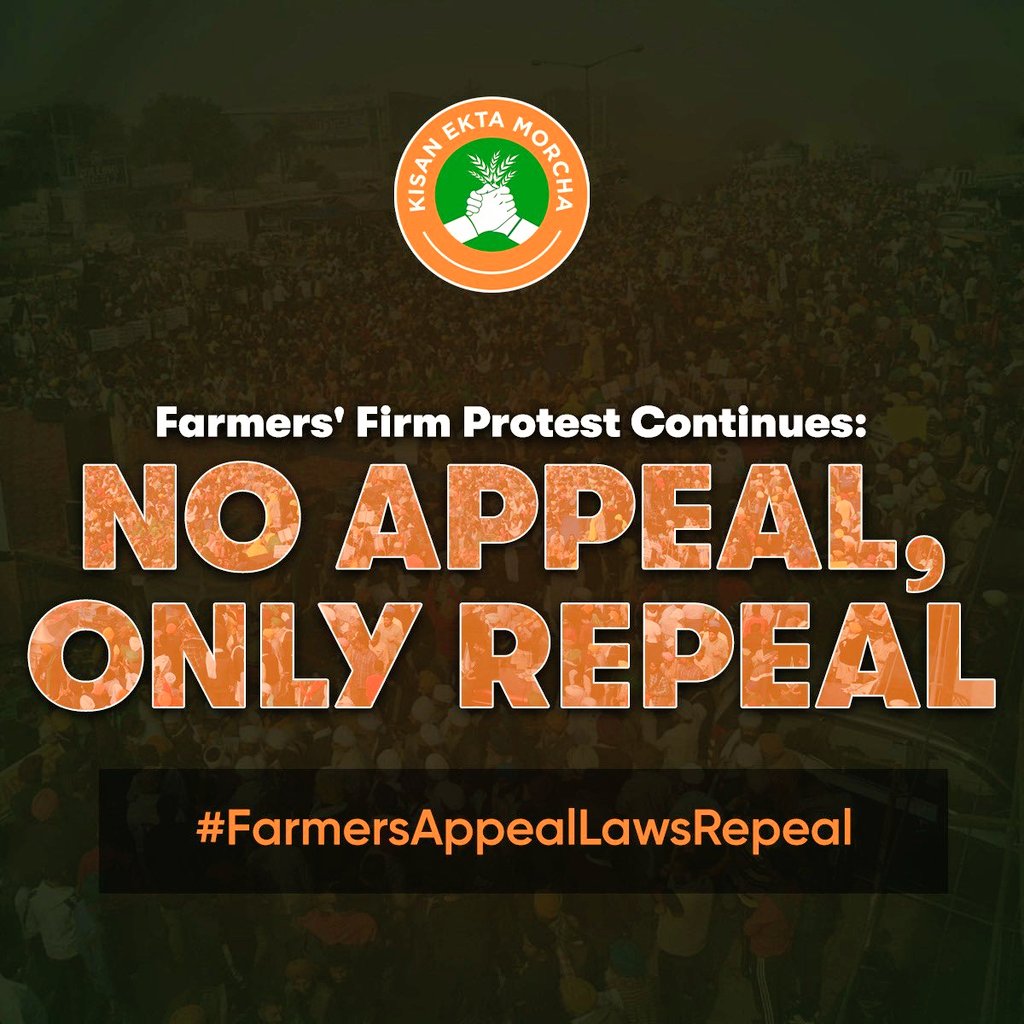 JagrookSiraj's tweet photo. The #Farmers say that 'Stay on implementation' is just a #TemporaryCaptain solution.
And that the #Govt
 has to #Repeal the #FarmLaws to stop the ongoing fierce #FarmersProtests.. 

#FarmersAppealLawsRepeal 
#26JanDelhiTractorParade
#FarmerSuicideModiQuiet
#KisanAndolan
#BJP
#RSS https://t.co/U54jAZgGPY