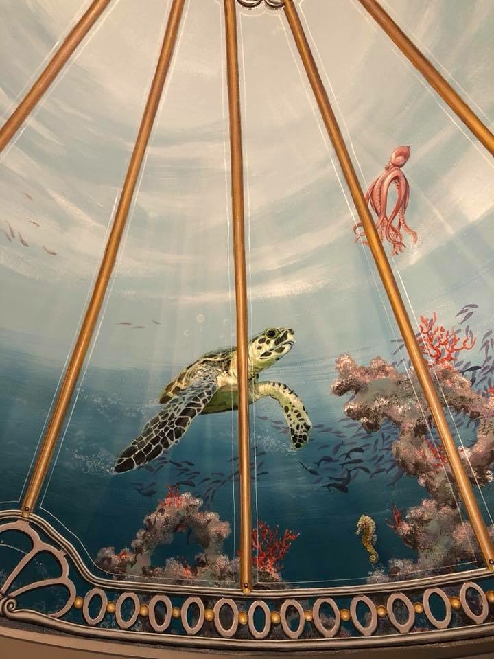 It’s hard to believe it was 3 years ago today the <a href="/Luckyjol/">Hugh Luck</a> and I finished painting this domed ceiling 20 feet in the air in Boca Raton, FL. #murals #seamurals #ArtistOnTwitter #artistsontwitter #Thankful