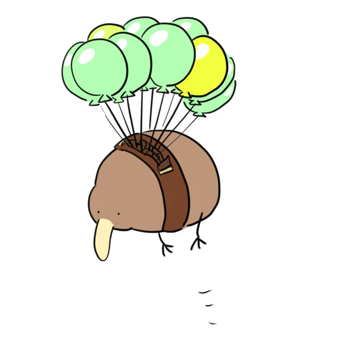 飛んでいくキーウィ 