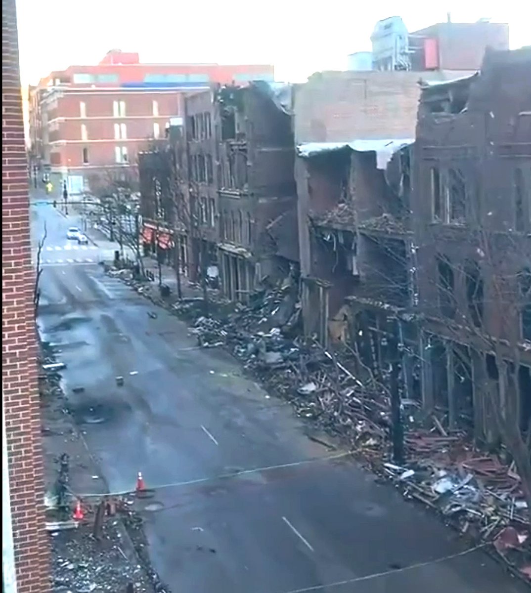 @EvelDick It's amazing how little coverage the extent of the #NashvilleBombing destruction got on the news.  I never saw this on national news, only online from someone who posted a video from the local news there.