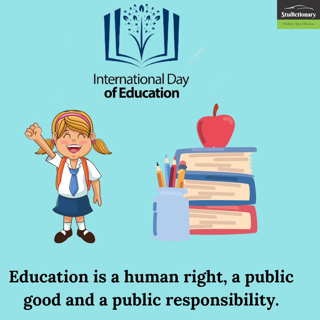 studictionary's tweet image. Education is a human right, a public good and a public responsibility.

#internationaleducationday #qualityeducation  #internationaleducationday2021 #studictionary