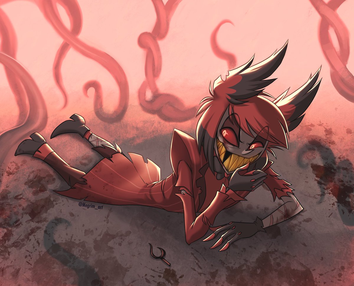 Megrim_art's tweet photo. Lost the fight 🦷 #HazbinHotel #HazbinHotelFanart #HazbinHotelAlastor https://t.co/9HMQhvPa4n