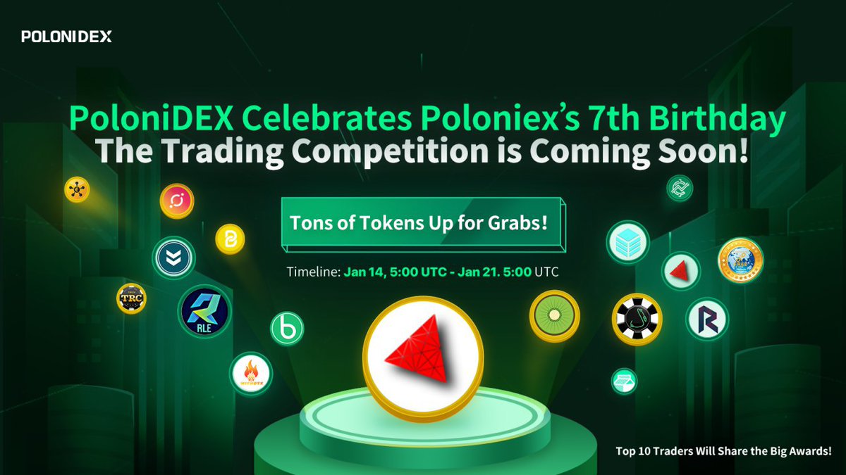 🎉Poloniex will be 7 years old on Jan. 18, 2021! 

📣Here comes PoloniDEX’s celebration campaign! 

💱Trade TRN/TRX on PoloniDEX, share 950k TRN! 
Click here to sign up Poloniex: poloniex.com/signup?c=AJCYV… 
Click here to share the reward: poloniex.org/exchange?id=551