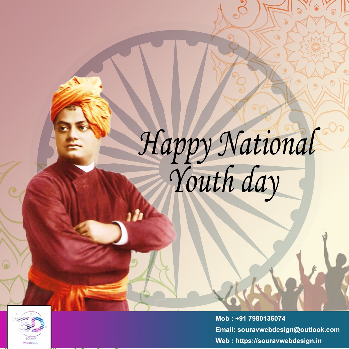 souravwebdesign's tweet image. Arise, awake, and stop not until the goal is achieved.
Wishing you a Happy National Youth Day 2021!
Call at: 7980136074 / 9007575876
Mail: souravwebdesign@outlook.com
Visit at: souravwebdesign.in
#NationalYouthDay
#webdesign
#webddevelopment
#responsivewebdesign
#SEO #SMO