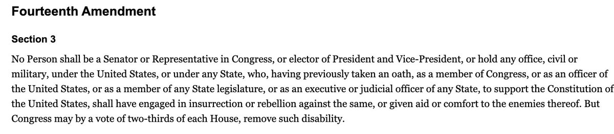 Section 3 of the 14th Amendment disqualifies anyone who, having sworn to defend the Constitution, has "engaged in insurrection or rebellion against [it]." And Section 5 gives Congress the "power to enforce" Section 3 "by appropriate legislation." Congress should invoke both.