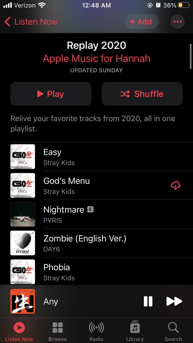 Make_Us_Stay's tweet photo. I finally looked at my Replay 2020 and I'm not surprised at all. Stray kids are on it 12 times and have 3 songs in the top 5 😂 2020 may have sucked but Stray Kids were able to make it a little better https://t.co/WXj16kAqpH