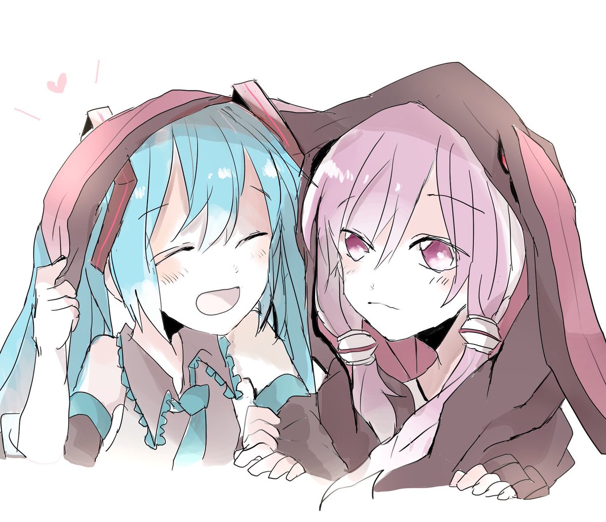 初音ミク ,結月ゆかり 「おしごとおわった…!ひとつミッションクリア…! 」|sakiのイラスト