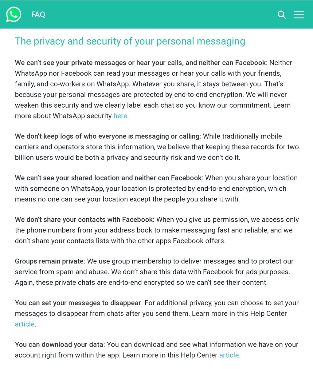 WhatsApp is "addressing some rumors" regarding its new Privacy Policy.

"Our privacy policy update does not affect the privacy of your messages with friends or family."

#WhatsApp #WhatsappPrivacy #WhatsAppPrivacyPolicy #WhatsAppNewPolicy