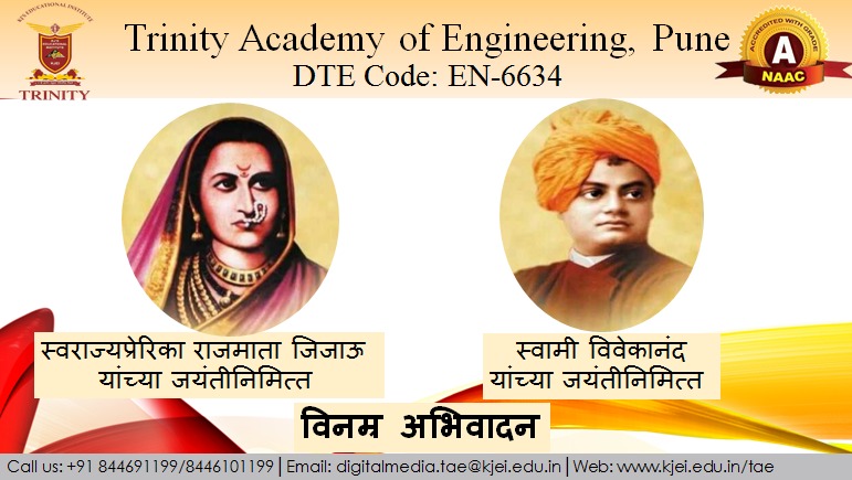 TrinityPune's tweet photo. Humble tributes to

The legendary Mother, Symbol of Faith &amp; Courage🙏JIJAMATA🙏,
&amp; 
To the great Spiritual Master, Philosopher &amp; a Visionary 🙏 SWAMI VIVEKANAND🙏,

on their Birth Anniversaries!🇮🇳💐🇮🇳

⭐12th Jan⭐

#jijamata #SwamiVivekananda #youth #YouthPower #shivajimaharaj https://t.co/mWMnIRgZhB