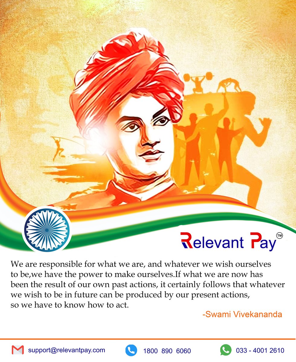 Relevant_Pay's tweet photo. Arise, Awake and stop not till the goal is reached.
Remembering Swami Bivekananda on his Birth Anniversary.
Greetings from Relevant Pay on National Youth Day.

To open a digital account, visit
https://t.co/HA5KQjQs4d https://t.co/lXRhkxpAGF