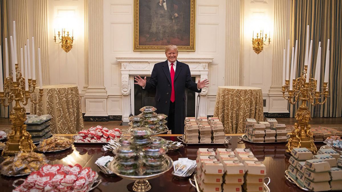 CATERING AN ALL MCDONALDS DINNER BECAUSE HE CAUSE A GOVERNMENT SHUTDOWN AND THERE WAS NOBODY TO COOK FOOD AT THE WHITE HOUSE