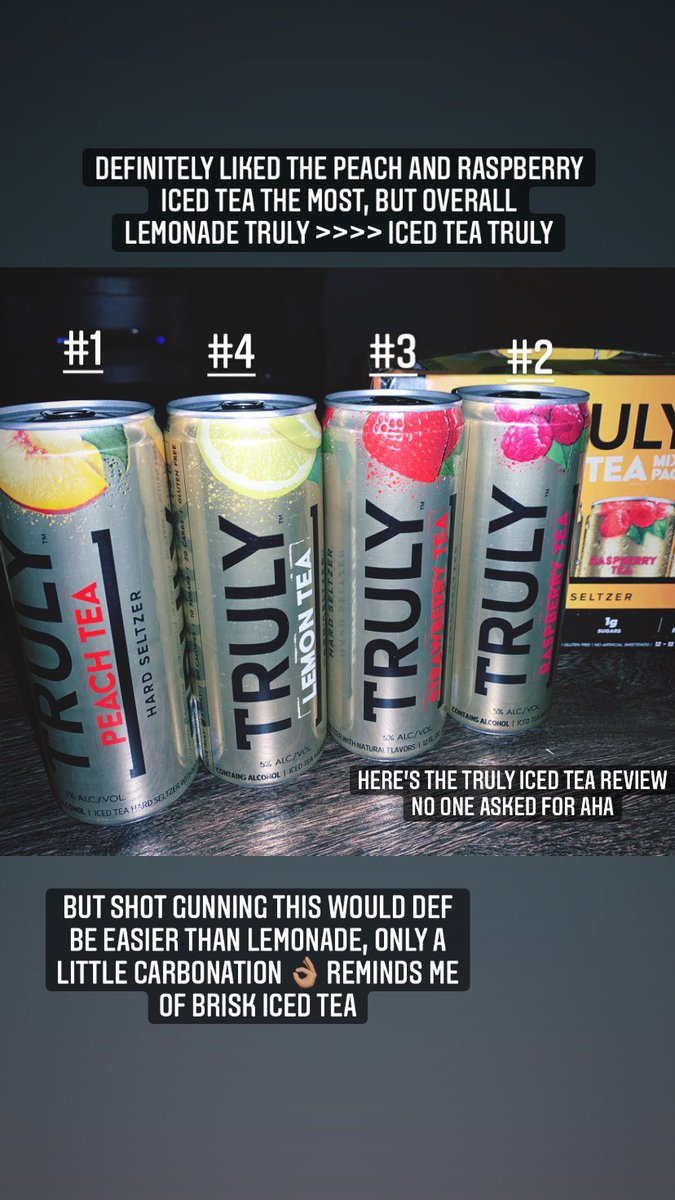 deeesimami's tweet photo. So I bought a case of truly iced tea today to compare to the truly lemonade &amp; I got so many DM’s asking about by review so here it is aha 😅 https://t.co/xLD0T31mk7