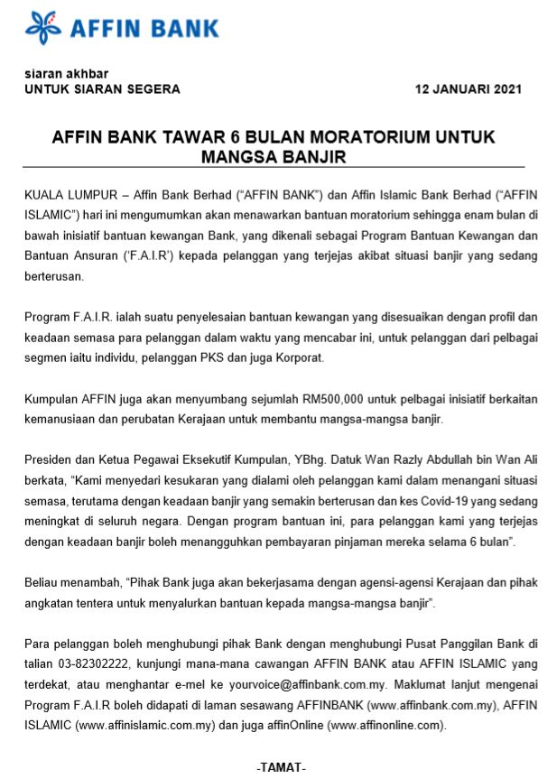 Moratorium affin bank 2021