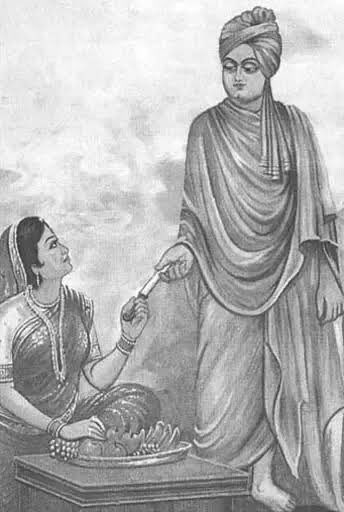 She asked him to hand her the knife. He did so and she was more than pleased. She said “You have passed the test and are now eligible to preach the world”. Confused Swami Ji asked her how? She replied that while handing over the knife, he had kept the sharp edge towards himself.