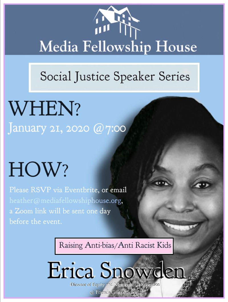 Erica Snowden is the Director of Equity and Multicultural Education at Friends Central School. In Raising Anti-Racist Children, she will be sharing resources for adults to support children in their journey to become anti-racist adults. Learn more here: bit.ly/2KvPQIY