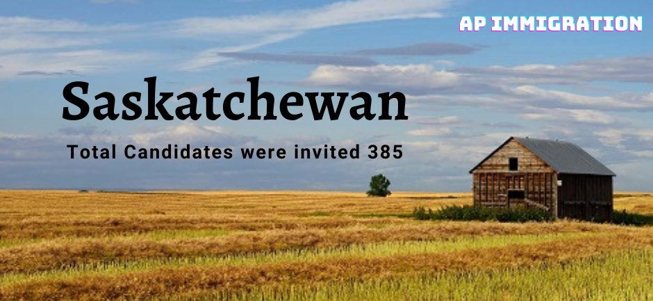 ApImmigrations's tweet image. Latest Saskatchewan draw release on 7th Jan 2021,inviting immigration candidates to apply for a provincial nomination for Canadian permanent residence.
Saskatchewan issues 385 invitations in first 2021 PNP draw. Read complete news- bit.ly/3nDzCe0