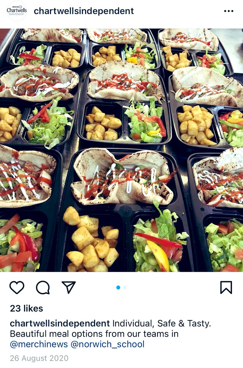 Interesting to see how Chartwells, of pathetic free school meal ‘hamper’ fame, appear to have different standards for the food they supply to private schools