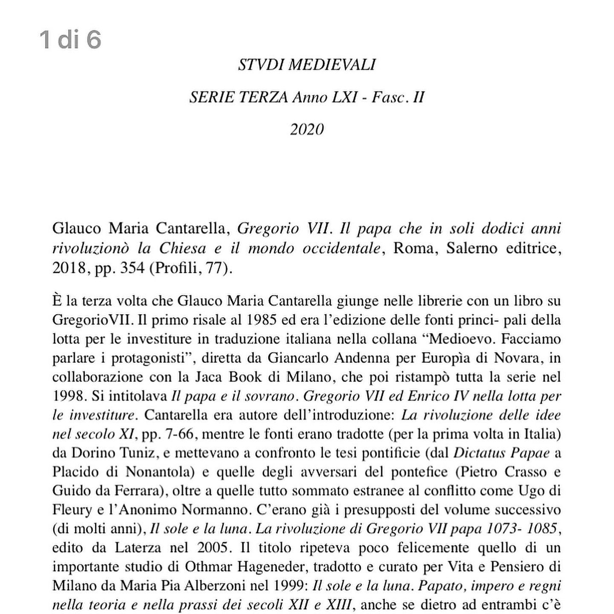 SalernoEditrice's tweet photo. #GregorioVII di Glauco Maria Cantarella sulla prestigiosa rivista #StudiMedievali 📚🙏🏻 https://t.co/Sc8zwiI1zx