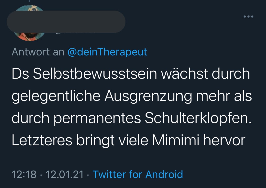 deinTherapeut's tweet photo. „Das Selbstbewusstsein wächst durch gelegentliche Ausgrenzung“

Ist wohl die kleine Schwester von „Ein Klaps auf den Po hat noch niemandem geschadet“

Menschen, die niemals Kinder haben sollten 🙄 https://t.co/oNlmTDOADG