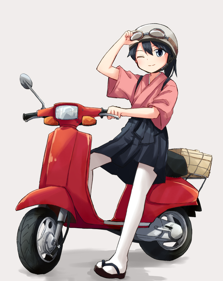 houshou (kancolle) 1girl ground vehicle motor vehicle motorcycle helmet solo japanese clothes  illustration images