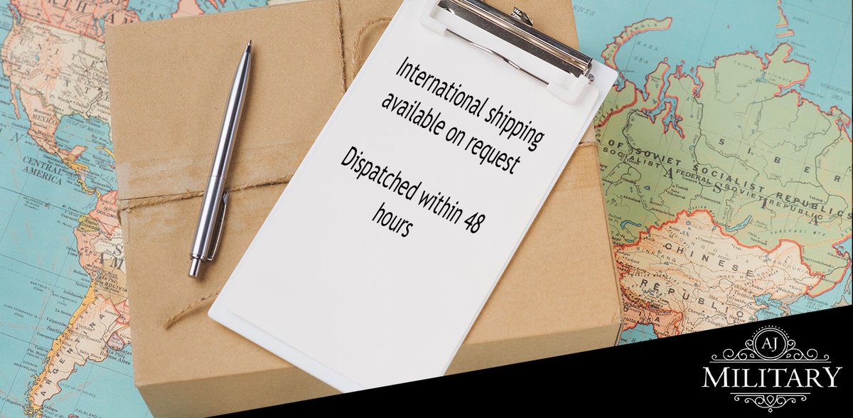 AJMILITARY1's tweet photo. International Shipping Available On Request. AJ Military ensure your purchases will arrive promptly and without delay. All items are dispatched within 48 hrs by tracked insured courier services. Visit our site for more details
#Militaryitems #WarHistory #WarMemorabilia #WorldWar https://t.co/Dp7kMVowds