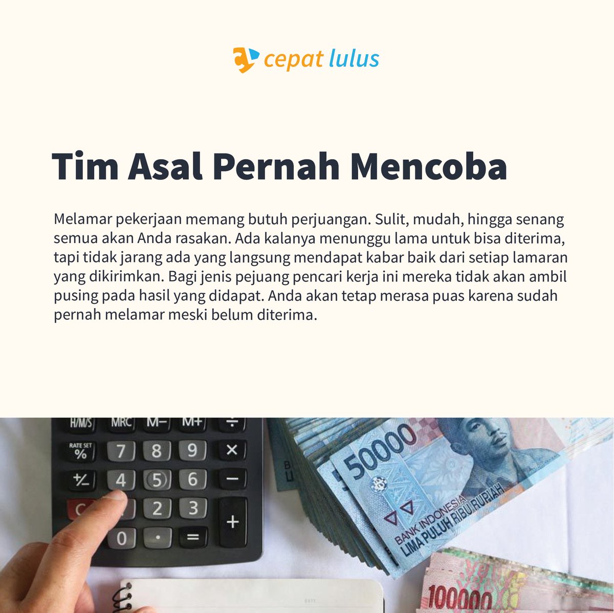 cepatlulusid's tweet photo. Yang mana nih kalian? Hehehe
Share ke teman-teman kalian supaya kita bisa tau tentang hal ini dan #CerdasBersama #CepatLulusID
#kerja #memekerja #tipsmelamarkerja #melamarkerja https://t.co/m45i9gRcA7