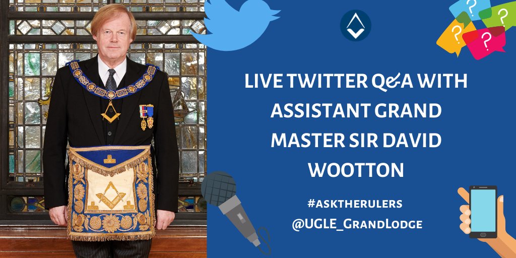 We're delighted to announce the next edition of #AsktheRulers!

This Thursday, you will have a chance to put your questions to the Assistant Grand Master, Sir David Wootton.

Join us at 11am but feel free to start submitting your questions beforehand 📡

#Freemasons