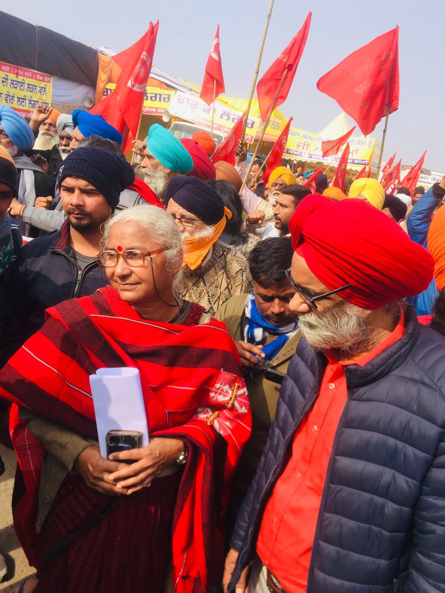 PunYaab's tweet image. Medha Patkar at Singhu Border.