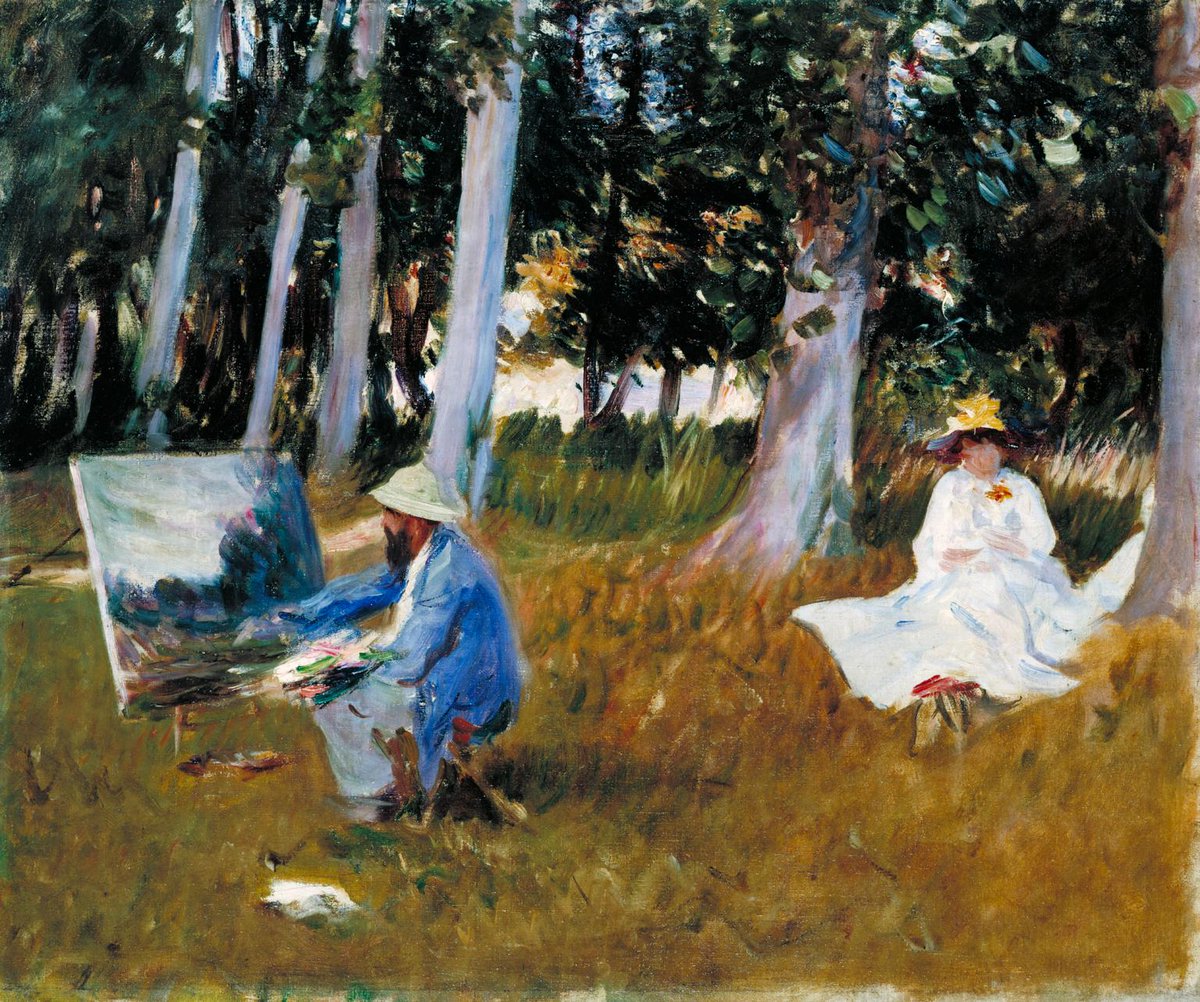 John Singer Sargent, born on this day in 1856, is considered the greatest society portraitist of his day. In his painting "Claude Monet Painting by the Edge of a Wood" he depicts his friend Monet and his wife, when they painted together in Giverny, near Paris.
#arthistory #OTD