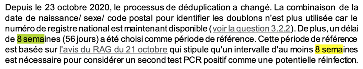 Covidatabe's tweet photo. @ohmyshambles @sciensano @RTBFinfo @lalibrebe 8 semaines minimum d’écart pour considérer un cas comme comme à nouveau positif dans les données. Par contre les tests positifs incluent bien les doublons. Il faut donc écouter le vocabulaire utilisé pour ne pas se tromper entre test et cas positif. https://t.co/Zab11GFHMf https://t.co/l7r7K5Ht0M