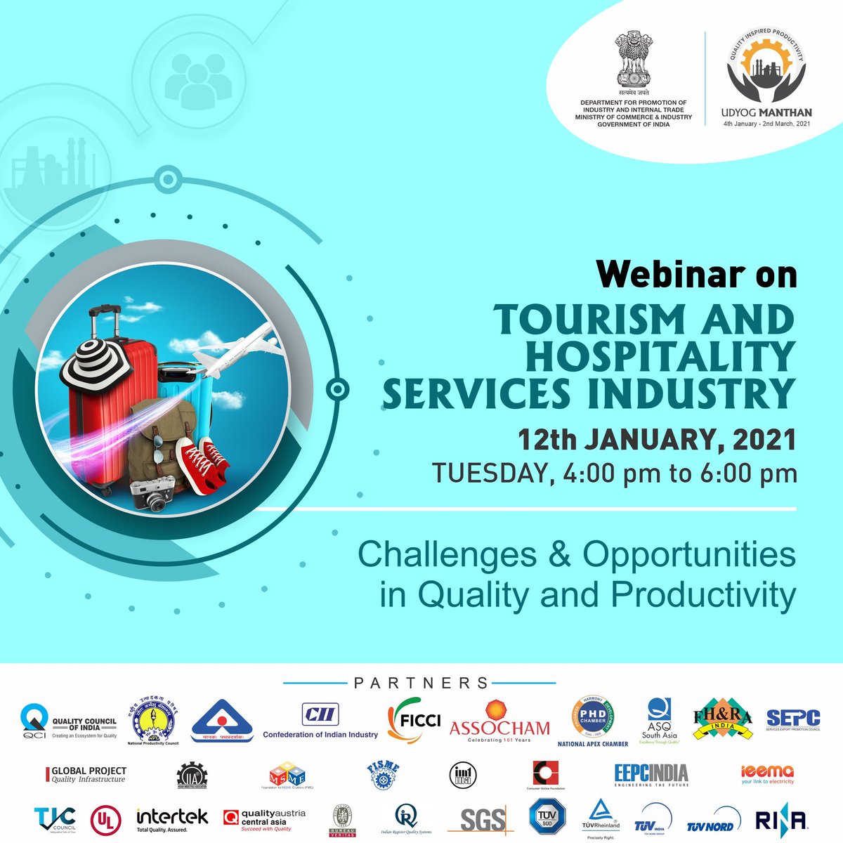 Participate in #UdyogManthan for discussing the challenges and opportunities in #Tourism and #Hospitality services industry. JOIN AT 4:00 PM TODAY. 
 Register at bit.ly/um-form