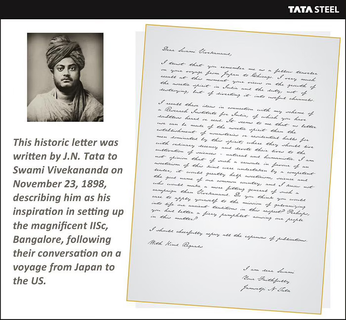 Jamsetji and Vivekananda never met after that journey. But these words struck a chord in the industrialist’s heart and five years later, he wrote a letter to Vivekananda. Here is what it said: