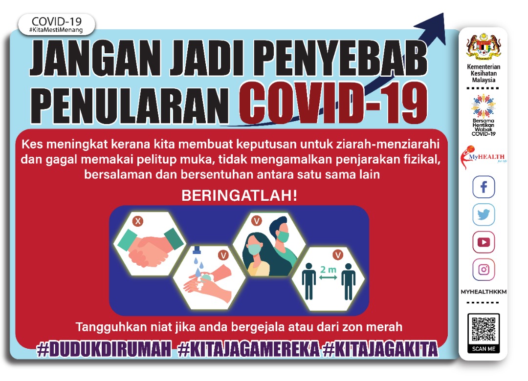 Beringatlah! Jangan jadi penyebab penularan COVID-19.

Putuskan Rantaian #COVID19

#KitaMestiMenang
#DudukdiRumah
#KitaJagaKita
#KitaJagaMereka