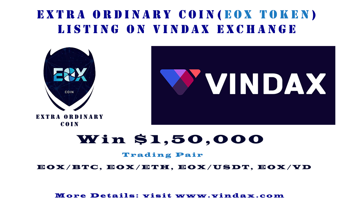 eoxcoin's tweet photo. EXTRA ORDINARY COIN (EOX TOKEN) Listing on VINDAX EXCHANGE. https://t.co/Sbpfs3k6uw