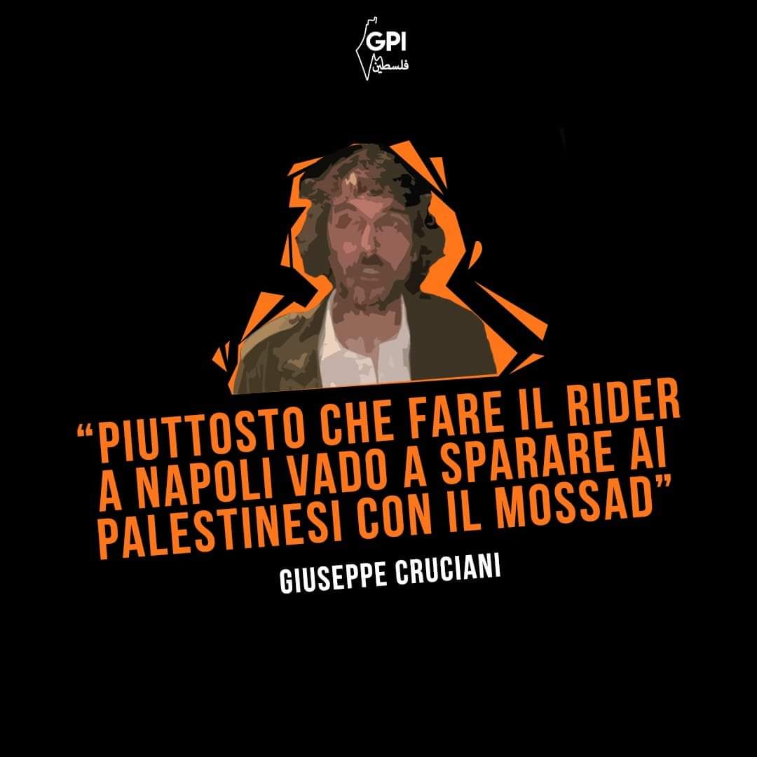 #Napoli 
#Palestina 
#giuseppecruciani 
Qui Qualcuno sta delirando 
Gravi parole pronunciate a Radio 24

Cruciani shock: “Piuttosto che fare il rider a Napoli andrei a sparare ai palestinesi col Mossad”