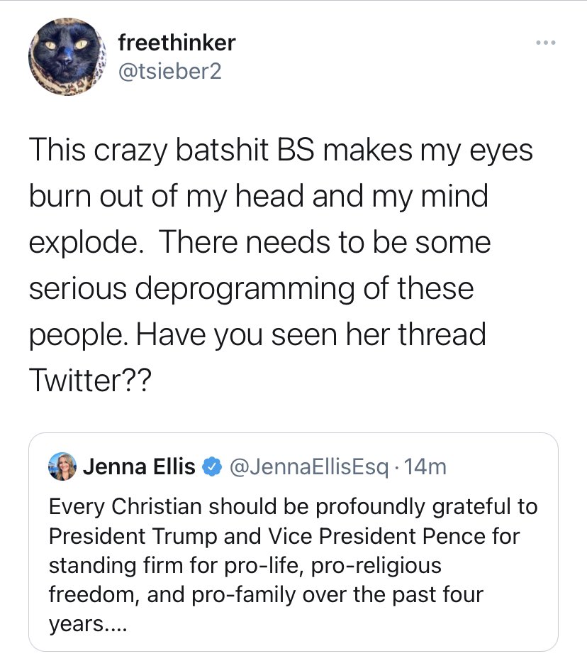 realJennaEllis's tweet photo. “Free thinker” says what? 🙄 https://t.co/CqmfVgkBWD